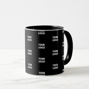 Mug Votre logo simple répétition de logo Noir