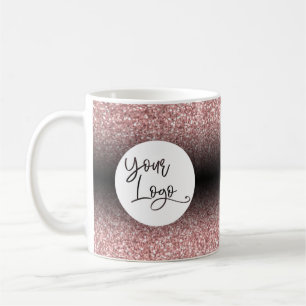 Mug Votre logo sur ombre rose or clair et noir