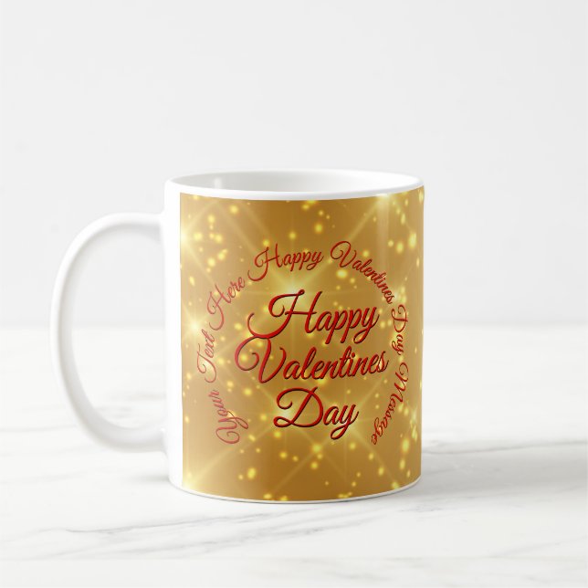 Mug Votre message de Jour de Valentines Gold de TEXTE (Gauche)