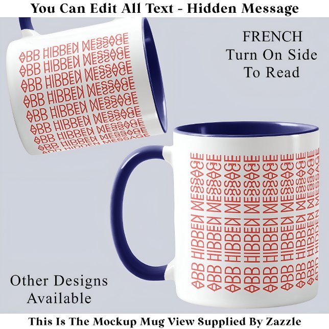 Mug Votre message masqué personnalisé Drapeau français (Créateur téléchargé)