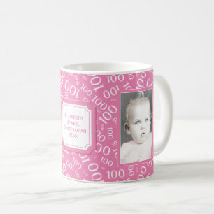 Mug Votre motif rose de nombre de 100th anniversaire