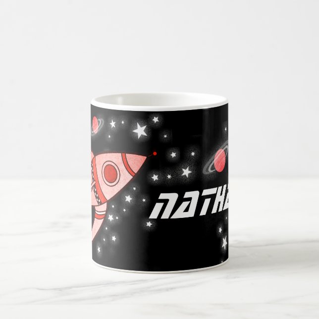 Mug votre nom (9 lettres) espace rouge noir enfants mu (Centre)