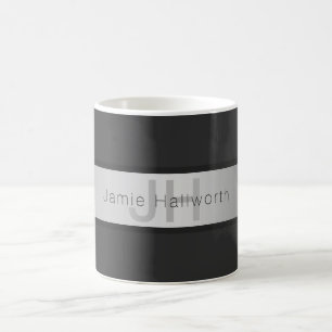 Mug Votre nom et votre monogramme Gris & Faux Silver