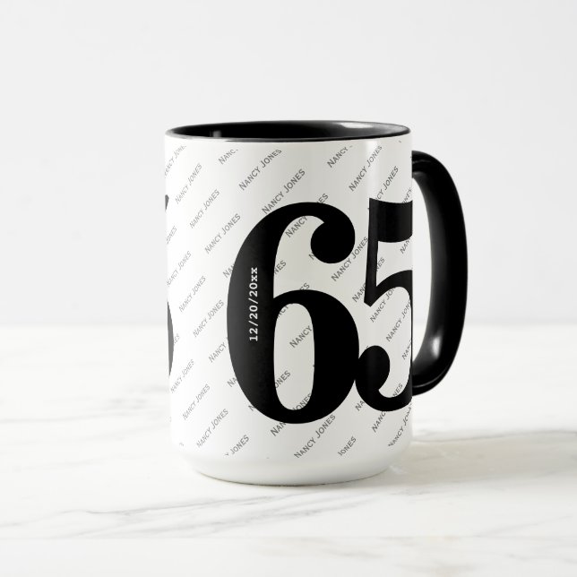 Mug Votre nom Motif - Noir & Blanc - Bold 65 (Devant droit)