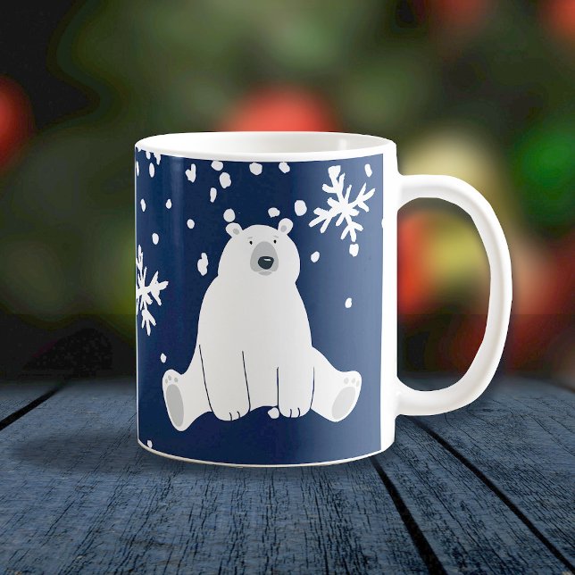 Mug Votre nom Ours polaire en hiver neigeux (Créateur téléchargé)