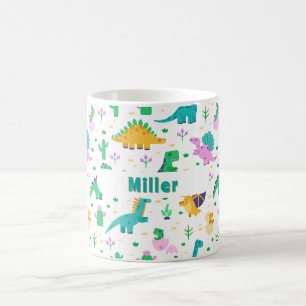 Mug Votre Nom Personnalisé Enfants Dinosaures colorés