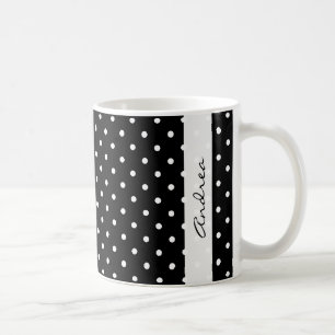 Mug Votre nom - Pois, Motif pointé - Noir