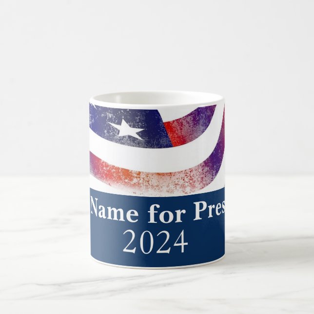 Mug Votre nom pour président 2024 Drapeau Américain (Centre)