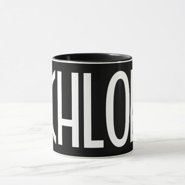 Mug Votre nom, texte gras blanc | Noir (Centre)