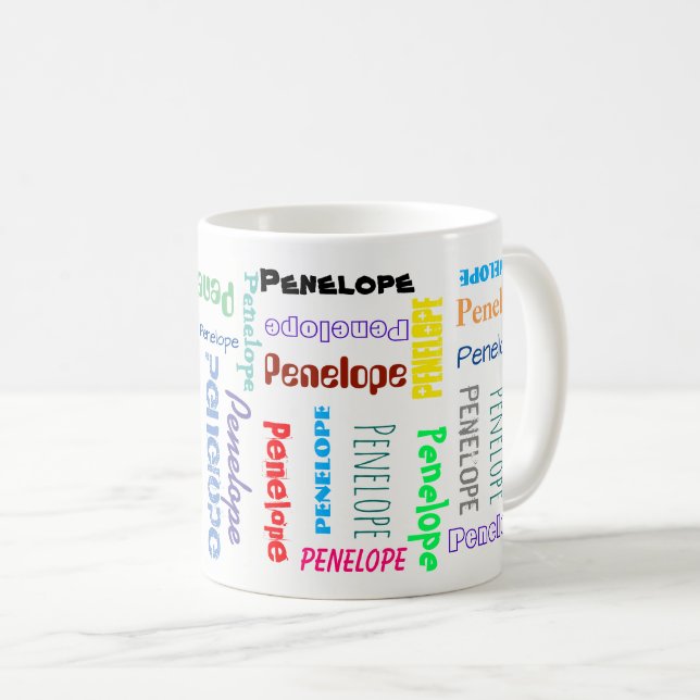 Mug Votre nom Word Cloud Fun Fontes Typographie (Devant droit)