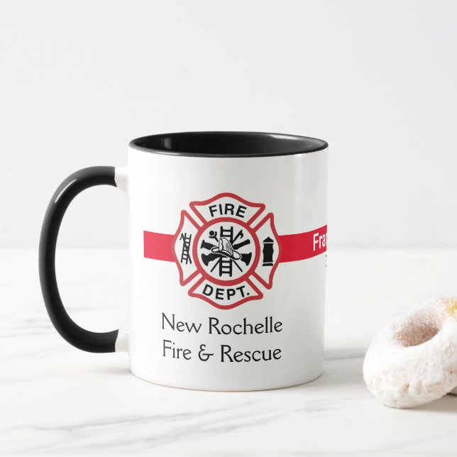 Mug Votre Pompier Pompier Service d'incendie Emblem  (Avec donut)