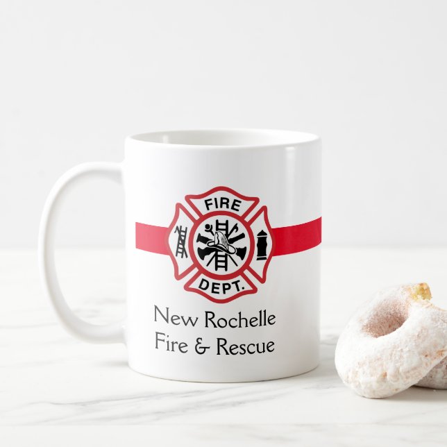 Mug Votre Pompier Pompier Service d'incendie Emblem  (Avec donut)