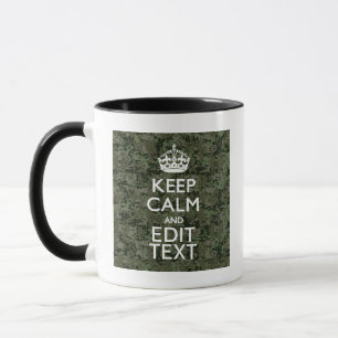Mug Votre propre texte Camo numérique Woodland Gardez