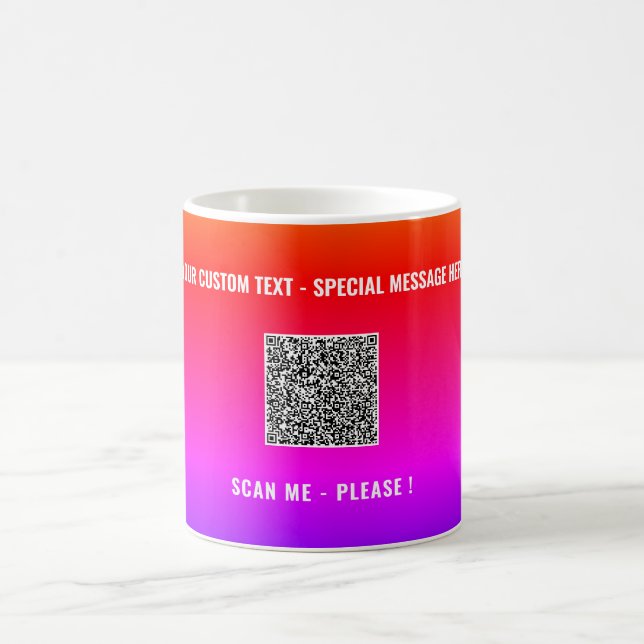 Mug Votre QR Code Scan Info Texte Personnalisé Cafe Mu (Centre)