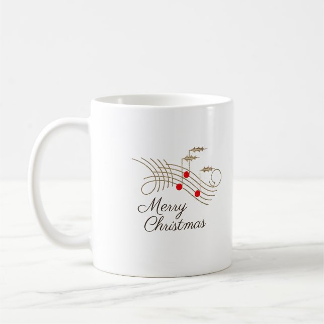 Mug Votre Texte Ici Joyeux Noël Musique Holly (Gauche)