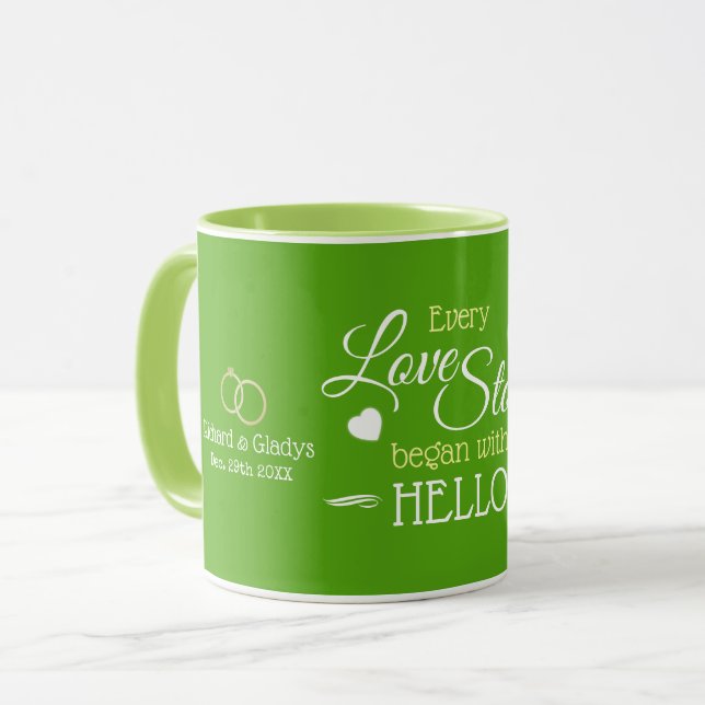 Mug Votre thème de couleur / Mariage Date / Nom du cou (Devant gauche)
