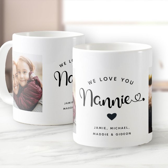 Mug Vous aimez Nannie Coeurs Personnalisé Deux Photo C (Créateur téléchargé)