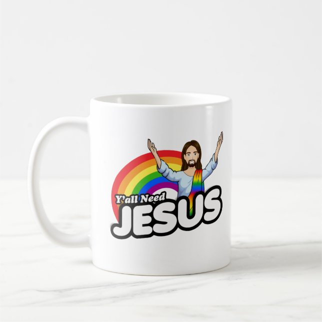 Mug Vous avez besoin de Jésus - Jésus arc-en-ciel (Gauche)