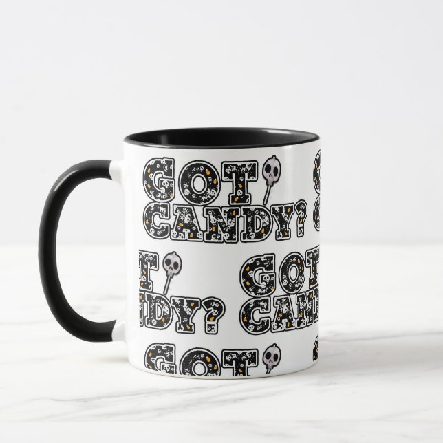 Mug Vous avez des bonbons? Suceur de crânes noir et bl (Gauche)