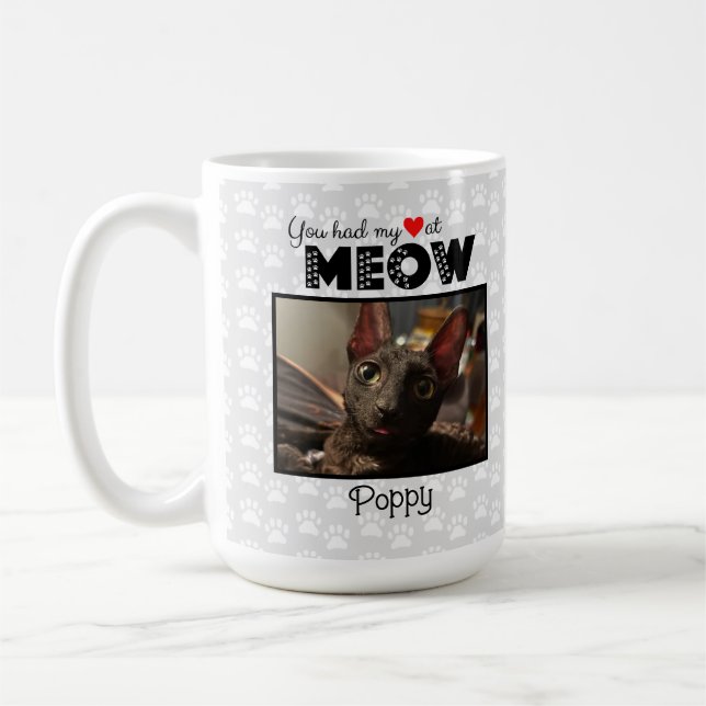 Mug Vous Avez Eu Mon Coeur Chez MEOW Personnalisé Nom  (Gauche)