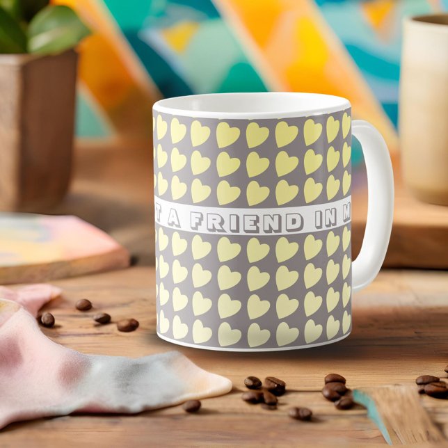 Mug Vous avez un ami Jaune Coeur Grey Valentine (Créateur téléchargé)