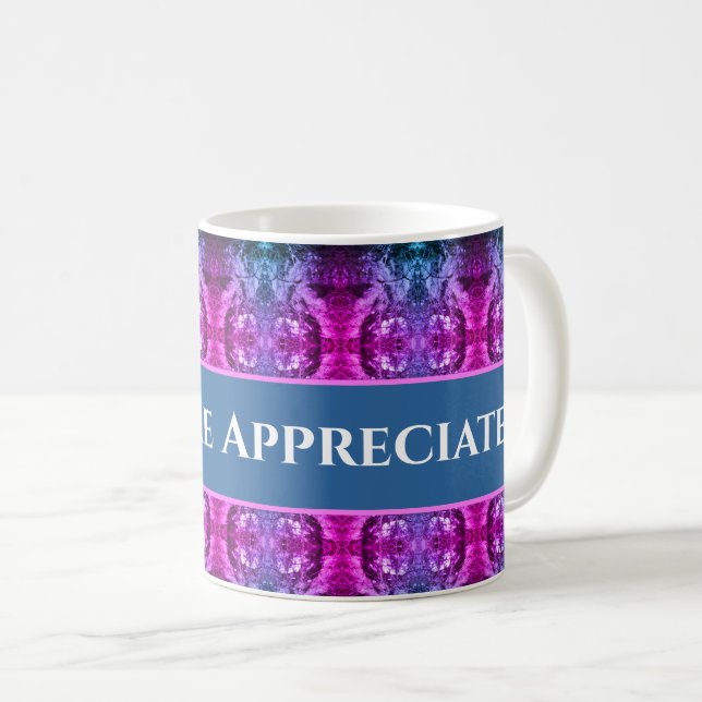 Mug Vous Êtes Apprécié Rose Blue Kaleidoscope Merci (Devant droit)
