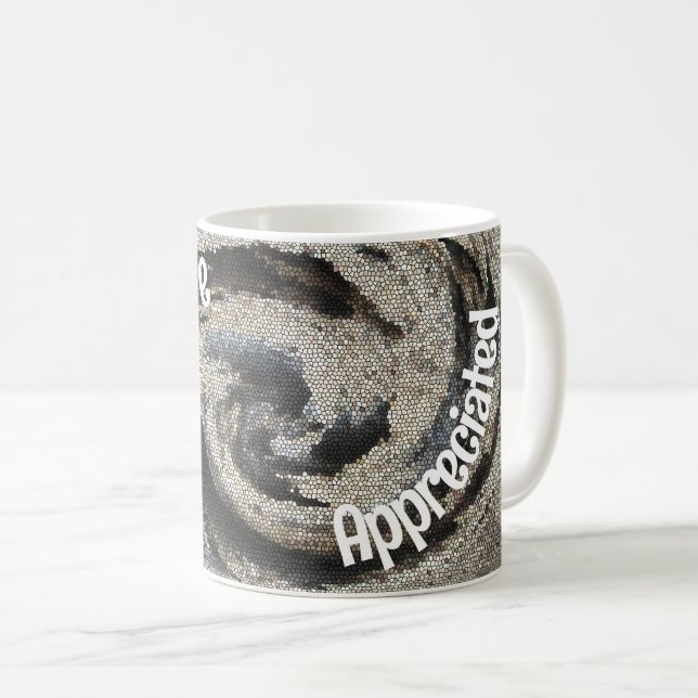 Mug Vous Êtes Apprécié Rustic Brown Employé En Mosaïqu (Devant droit)
