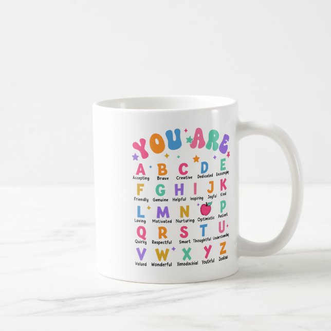 Mug Vous êtes des lettres Alphabet Apprendre Abcs Insp (Droite)
