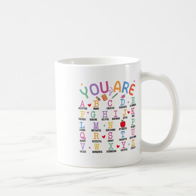 Mug Vous êtes des lettres Alphabet Apprendre Abcs Insp (Droite)