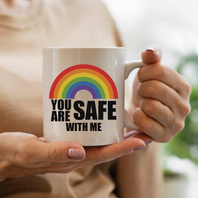 Mug Vous êtes en sécurité avec moi Fierté arc-en-ciel  (Créateur téléchargé)