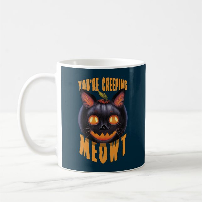 Mug Vous êtes en train de ramper Meowt | Chat noir Hal (Gauche)