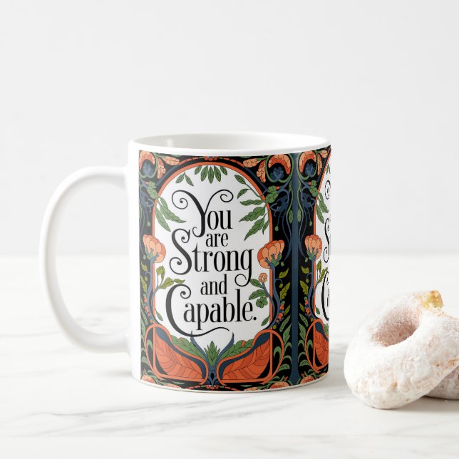 Mug Vous êtes fort et capable Citation Inspirationnell (Avec donut)