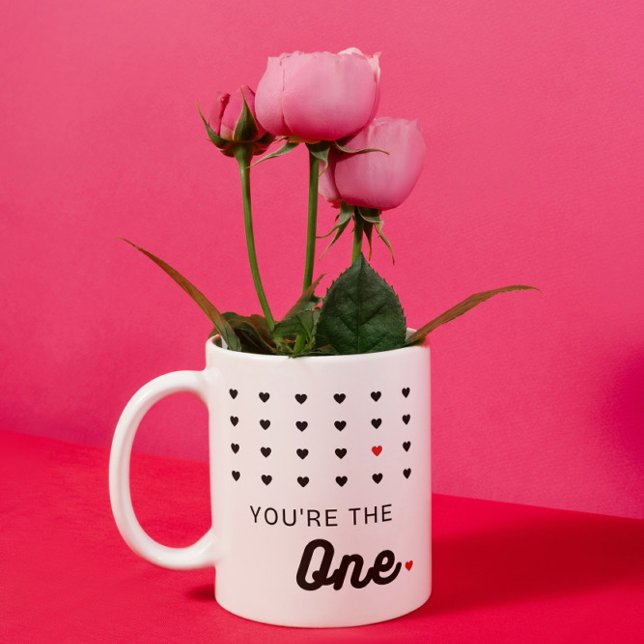 Mug Vous êtes le seul, les coeurs noir et rouge (Créateur téléchargé)