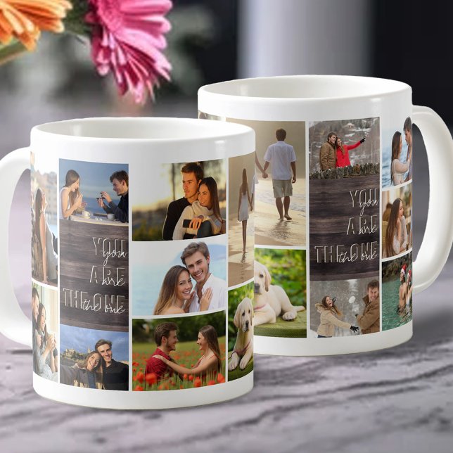 Mug Vous êtes l'One 14 Photo Collage panneau en bois (Romantic photo mug with You are the One wording.)