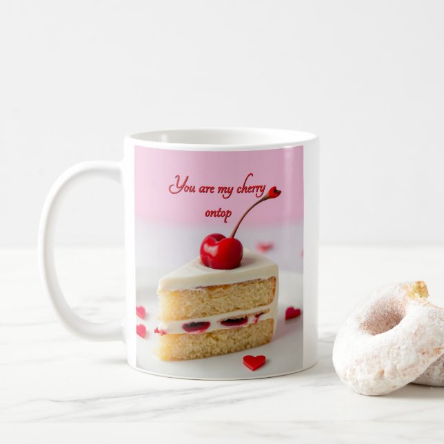 Mug Vous Êtes Ma Cerise Sur Le Toit Personnalisé Café  (Avec donut)