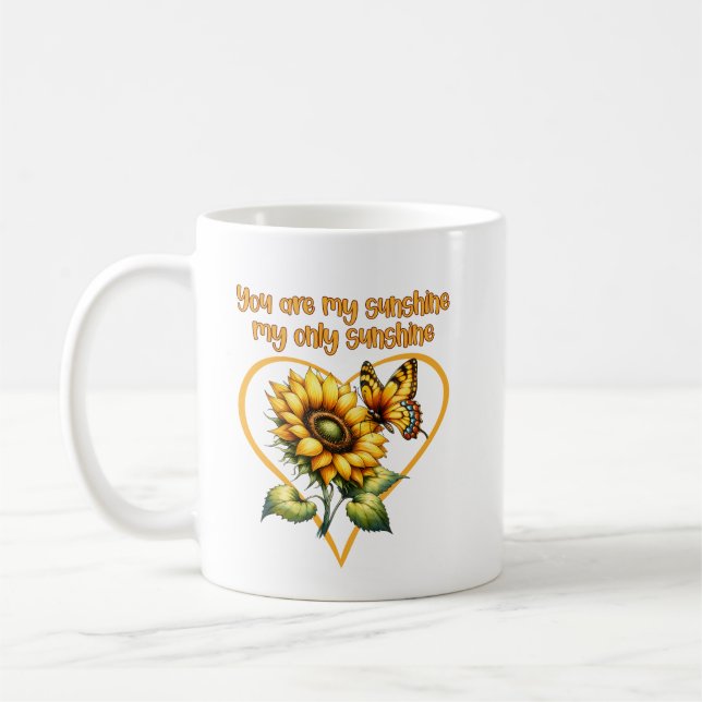 Mug Vous êtes My Sunshine Sunflower Heart Personnalisé (Gauche)