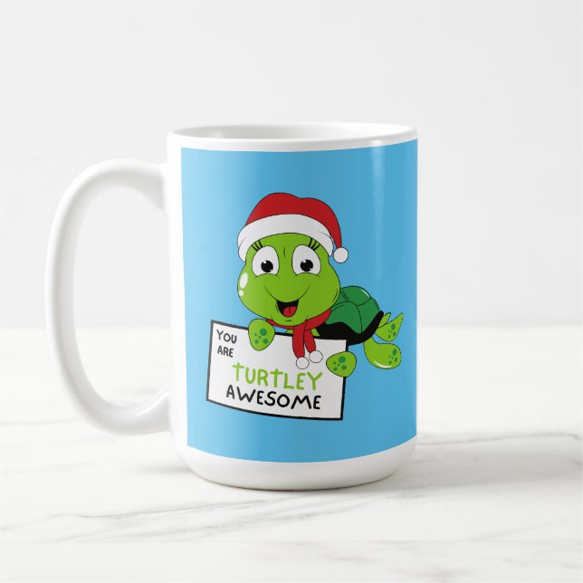 Mug Vous Êtes Turtley Awesome Funny Turtle Puns Bleu (Gauche)