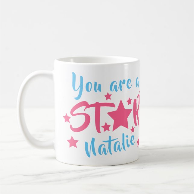 Mug Vous êtes une étoile rose Nom personnalisé (Gauche)