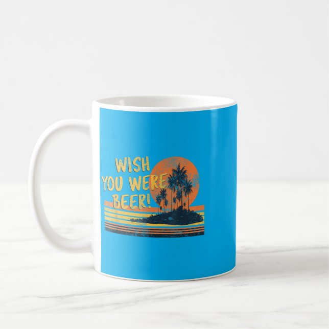 Mug Vous étiez bière plage coucher de soleil et palmie (Gauche)