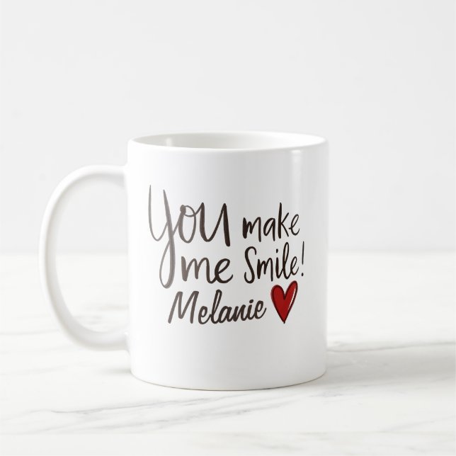 Mug Vous me faites sourire Nom Cœur Saint-Valentin (Gauche)