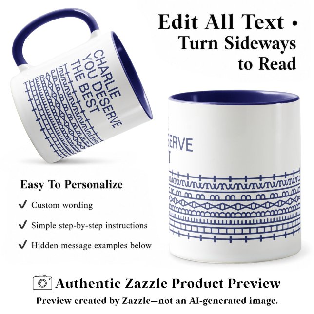 Mug Vous méritez le meilleur message secret, nom, bleu (Créateur téléchargé)