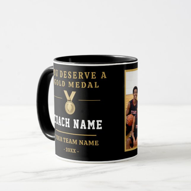 Mug Vous méritez une médaille Équipe de coach Photo  (Devant gauche)