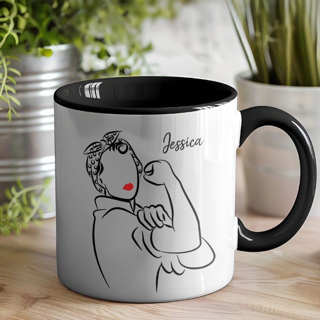 Mug Vous pouvez le faire élégant et moderne Rosie Le R (This fantastic mug is just right to dazzle everyone in the office and kick off your morning coffee.)