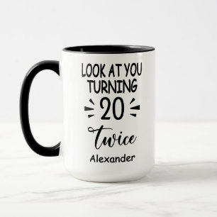 Mug Vous qui avez 20 ans deux fois, 40 ans personnalis