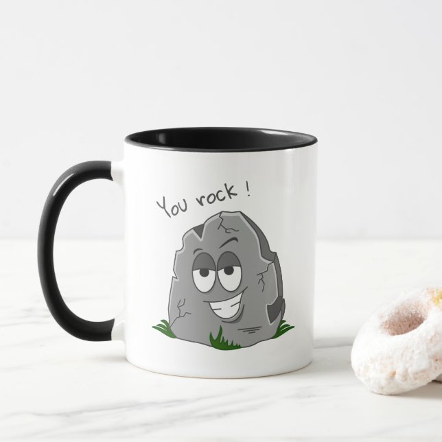 Mug Vous, Rock ! Drôle Gris Carton Pierre (Avec donut)