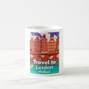 Mug Voyage à Leiden Hollande affiche de voyage en cart