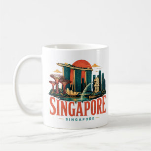 Mug Voyage à Singapour : monument artistique vintage