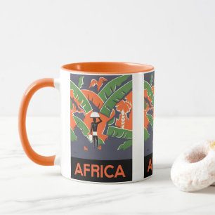 Mug Voyage Art Déco vintage, Amérindien dans la jungle