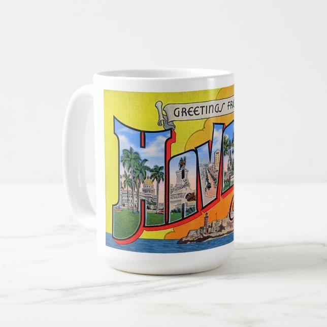 Mug Voyage Cuba vintage - Salutations de La Havane (Devant gauche)