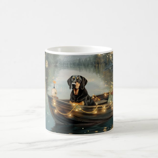 Mug Voyage de fête de Noël de Bluetick Coonhound (Centre)